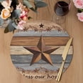 thumbnail image 3 of Western Texas Star Vintage Round 13 Inch Placemats Set of 8, Retro Farmhouse Gray Brown Wooden HeatResistant Non Slip Place Mats for Dining Table, Wipeable Braided Kitchen Table Mats for Housewarming, 3 of 9