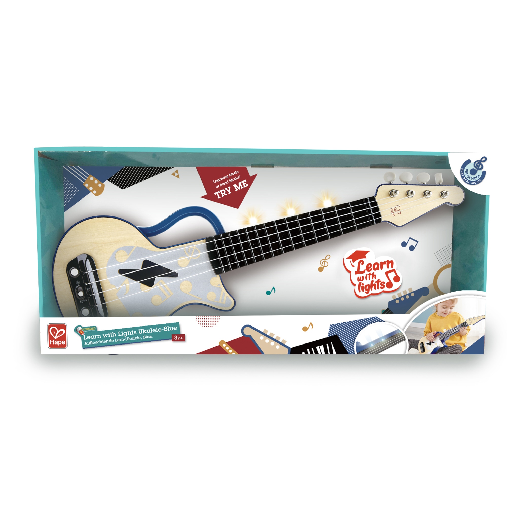 Hape Learn With Lights Kid's Electronic Ukulele in Blue - image 6 of 8