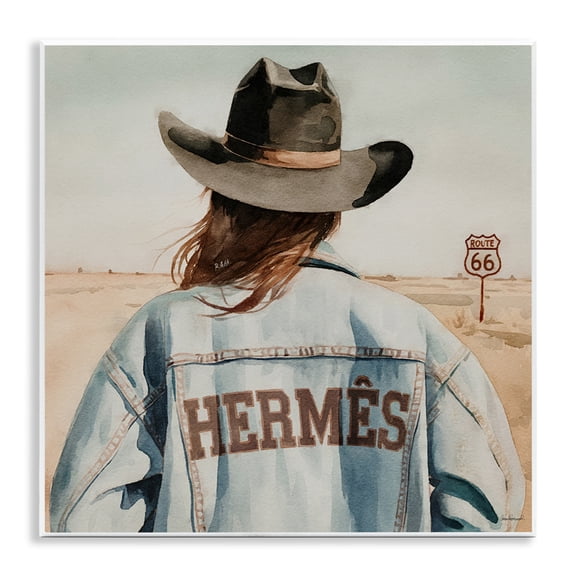 Stupell Industries Trendy Cowgirl in Desert People Painting Unframed Art Print Wall Art, 12 x 12
