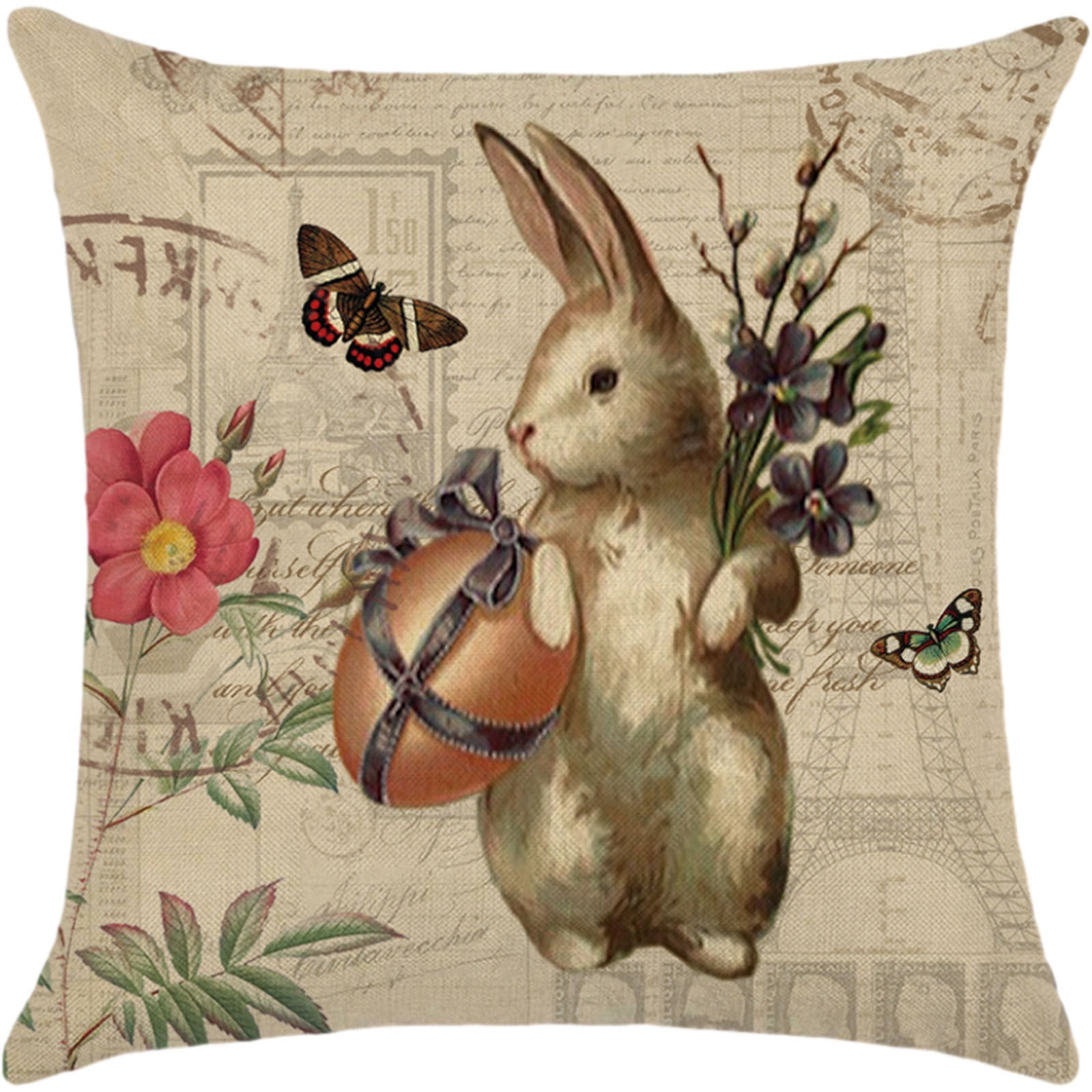 JeashCHAT Easter Pillow Covers 18x18 Easter Pillow Cases Rabbit Bunny