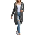 thumbnail image 2 of Defitshape Women's Long Sleeve Hoodie Hooded Sweatshirt Zip Up Long Fashion Winter Thermal Full Zip Soft Top Dark Grey 4-6, 2 of 4