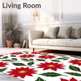 thumbnail image 2 of ODIKA 6'x9' Machine Washable Non-Slip Area Rug, Elegant Poinsettia Blossom Celebration Entryway Decoration High Traffic Rug, Red, 730546, 2 of 7