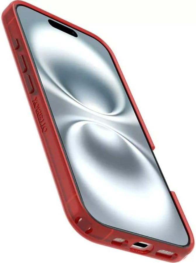 OtterBox iPhone 16 (Only) - Symmetry Clear Series+ Case - Cherry Tomato (Firecracker) - Snaps to MagSafe - Ultra-Sleek - Raised Edges Protect Camera & Screen - Non-Retail Packaging