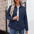 thumbnail image 4 of Casual Quilted Jacket for Women 2025 Long Sleeve Snap Button Lapel Winter Jacket Coat with Pockets Outerwear, 4 of 7