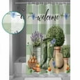 thumbnail image 3 of Shower Curtain Bathroom Set Farm Radish Pot Boots Lavender Waterproof Fabric Shower Curtains with Grommets&Hooks Straw Hat on Green Plaid Privacy Bath Curtain for Bathtub 36x72in, 3 of 7