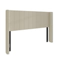 thumbnail image 5 of Home Design Ipswich Queen Upholstered Wingback Headboard with Nailhead Trim, Modern Vertical Channel Tufting, Beige, Easy Assembly, 5 of 9