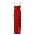 thumbnail image 5 of WEAIXIMIUNG Carnaval Femme Décolleté Profond Paillettes Portefeuille Froncé Sans Manches Robe de Soirée de Boîte de Nuit, 5 of 5