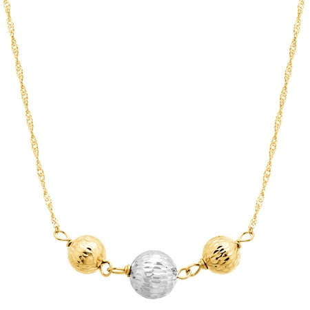 Simply Gold Triple Bead Necklace in 14kt Two-Tone Gold