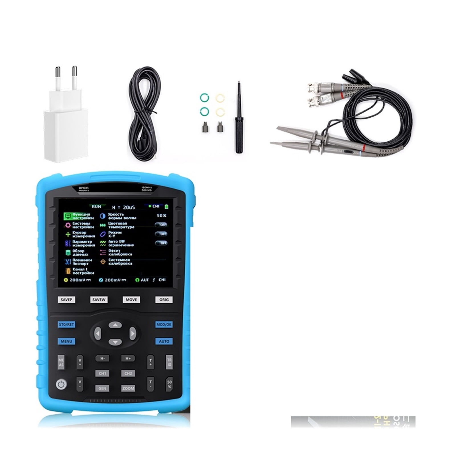 Handheld Dual Channel Digital Oscilloscope 180MHz-3DB 2 In 1 Function Signal Generator Fluorescence Display ,Professional Designed