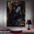 thumbnail image 3 of Mudket Framed Panther Canvas Wall Art, Panther on Ornate Gold Chair Print, Luxury Animal Wall Decor for Men Living Room Office - 12"L x 8"W, 3 of 10