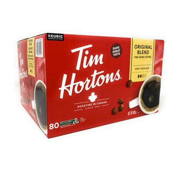 Tim Hortons Original Blend Medium Roast Coffee - 80 Single Serve K-Cup Pods for Keurig Brewers