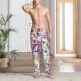 thumbnail image 2 of Logiee Colorful Watercolor Dots Print Pajama Pants for Men,Men’s Pajama Bottoms,Mens PJ Pants with Pockets & Button Fly-Small, 2 of 6