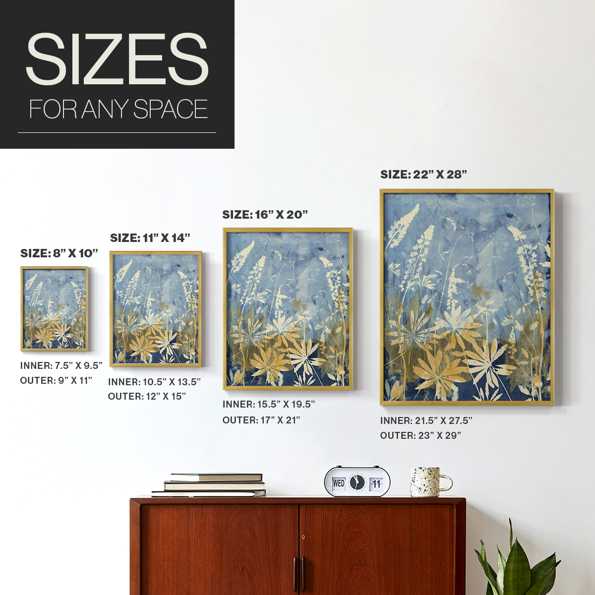 Wild Lupine Framed Print in Gold Solid Wood 11 x 14 Framed Print