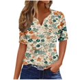 thumbnail image 2 of Fiudx Ofertas Flash Del Día Solo En Línea Blusa de Manga Corta Estampada a La Moda para Mujer, Blusas Informales con Cuello En V, 2 of 5