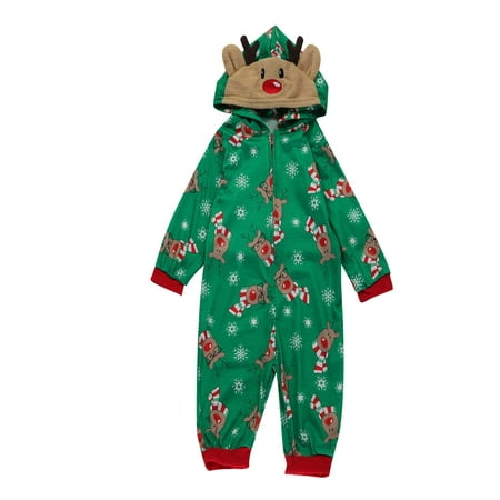 

Fanxing Clearance Deals Matching Christmas Pjs for Family Long Sleeve Xmas Onesies Hooded Reindeer- Plaid Pants Comfortable Sleepwear Set