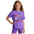 thumbnail image 2 of CCRFTGI America 250 Summer Clothes for Child Girls Size 10-12 Patriotic Cute 2 Piece Outfits Activewear 4th of July 250th anniversary usa T Shirts Top and Shorts Clothing Sets Purple 5-6 Years, 2 of 6