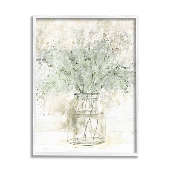 Baby's Breath Botanical Bouquet Botanical & Floral Graphic Art White Framed Art Print Wall Art