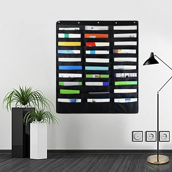 Ihvewuo 30 Pockets Storage Pocket Charts Hanging Wall Files Perfect for Organizing Your Classroom, School, Office, and Home (Black)