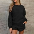 thumbnail image 4 of Women 2 Piece Outfits Sweatsuit Casual Long Sleeve Pullover and Shorts Sets Travel Tracksuit, 4 of 5