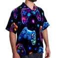 thumbnail image 2 of Game Controller Men's Casual Printed Button Down Short Sleeve Summer Beach Shirt, Unisex, 2 of 6