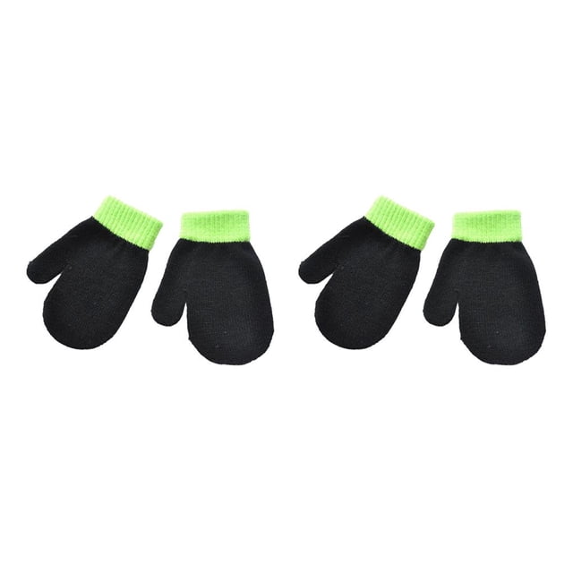 Sonducket 1 par de manoplas para niños, calentador de manos de estilo Simple, cómodos guantes de punto térmicos de Color sólido para niños Negro 2Conjunto