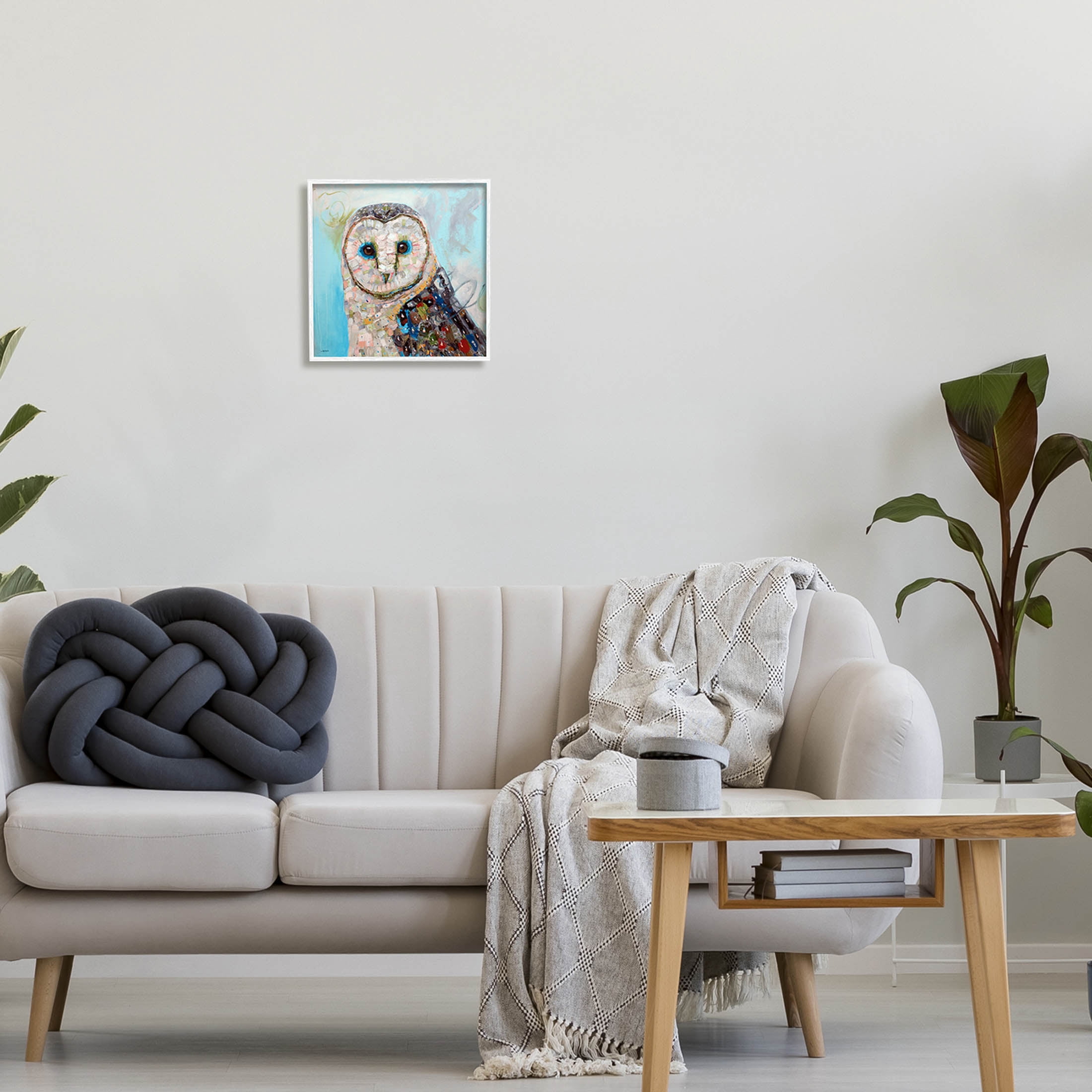 Barn Owl Urban Style Modern Animals & Insects Painting White Framed Art Print Wall Art