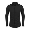 thumbnail image 4 of Dwelliawo Shirt for Men Long Sleeve Button Down Shirt Lightweight Fashion Dress Shirts Summer Cotton Classic Fit Outfits with Chest Pocket Black XL, 4 of 4