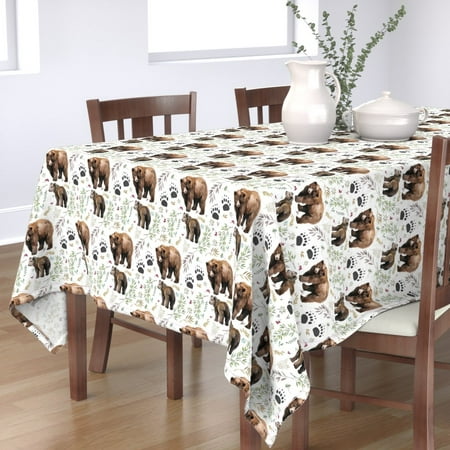 

Cotton Sateen Tablecloth 70 x 90 - Watercolor Bear Woods Baby Boy Woodland Forest Animal Boho Nursery Bears Print Custom Table Linens by Spoonflower