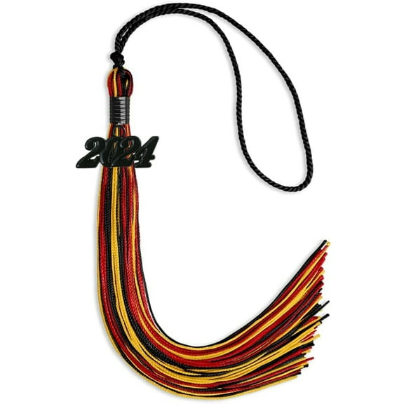 Endea Graduation Black/Red/Gold Mixed Color Graduation Tassel with Black Date Drop