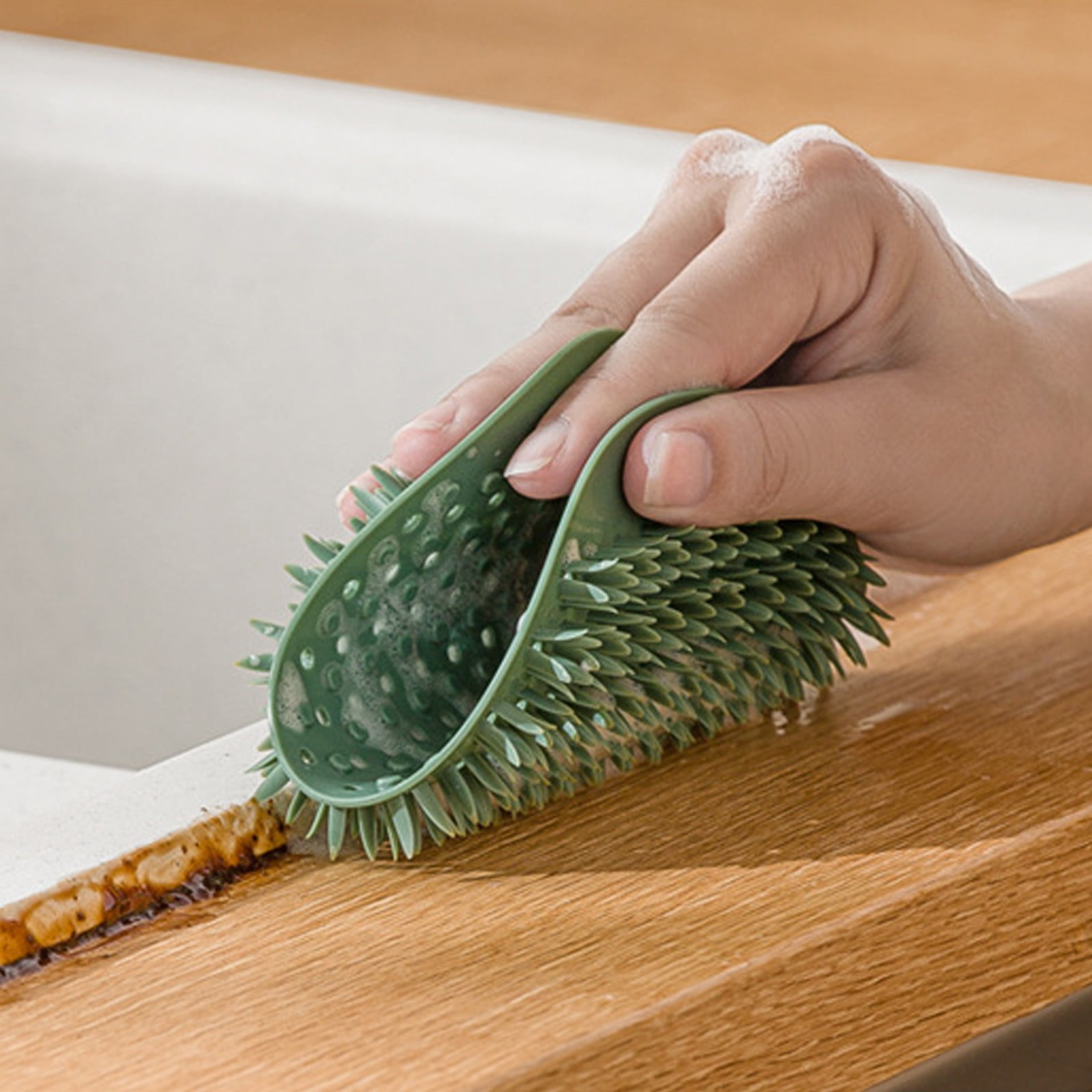 Brosse à Vaisselle Avec Ventouse - Pour évier, Poils En Nylon, Poignée Ergonomique - Économise De L'espace - 6
