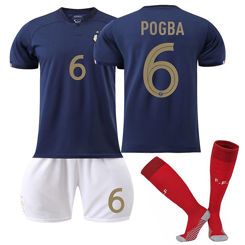 Qatar 2022 World Cup France Home Pogba #6 Jersey Men's Soccer T