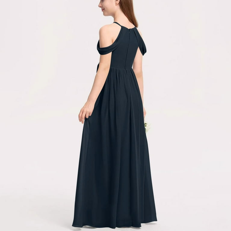 Xdegoge Formal Gown Dresses Girls Dresses Size 6 2025 off Shoulder  Bridesmaid Dresses Long Chiffon Flower Girl Dress Formal Dress Teen Girls  Wedding A-Line Chiffon Party Dresses - Walmart.com