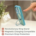 thumbnail image 3 of BLACK+DECKER 360°Spin Magnetic Stand for iPhone 16 Plus Case, Compatible with MagSafe Protective Stylish for iPhone 16 Plus Case for Women, Ostand Kickstand Rotatable, Lanyard, Extra Buttons, Blue, 3 of 10