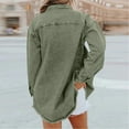thumbnail image 5 of Women's Oversized Denim Jacket Boyfriend Button Down Frayed Hem Shacket Distressed Jean Jackets Fall Outfits Mint Green XXL, 5 of 6