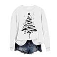 thumbnail image 2 of Nmnitkp Sweatshirt For Women Round Neck Christmas Printed Sweatshirt Long Sleeved Top Sweatshirt White,M, 2 of 5