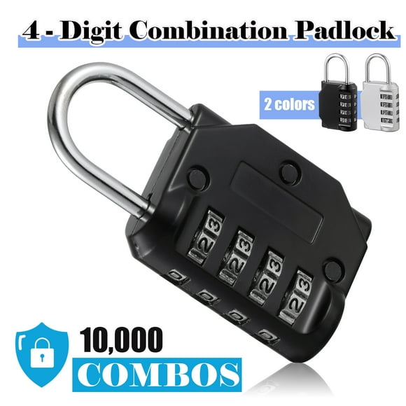 Pack of 4 4 Digit Padlock Metal Home Hotel Dorm Door Cupboard Dresser Lockers Suitcase Luggage Combination Password Safety Locks Black Silver