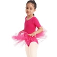 thumbnail image 2 of Aislor Kids Girls Short Sleeve Cirss Cross Round Neck Ballerina Tutu Leotard Dress Dancewear 2-12 Rose 5-6, 2 of 7