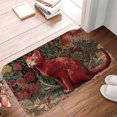 thumbnail image 6 of 1pc Red Cat with Floral Absorbent Non-Slip Bathroom Thickened Flannel Rug Decor,Soft,Quick Drying,Suitable For Indoor/outdoor Use,Bathrooms,Bedrooms,Kitchens,Terrace,Laundry Rooms,16"x24", 6 of 9