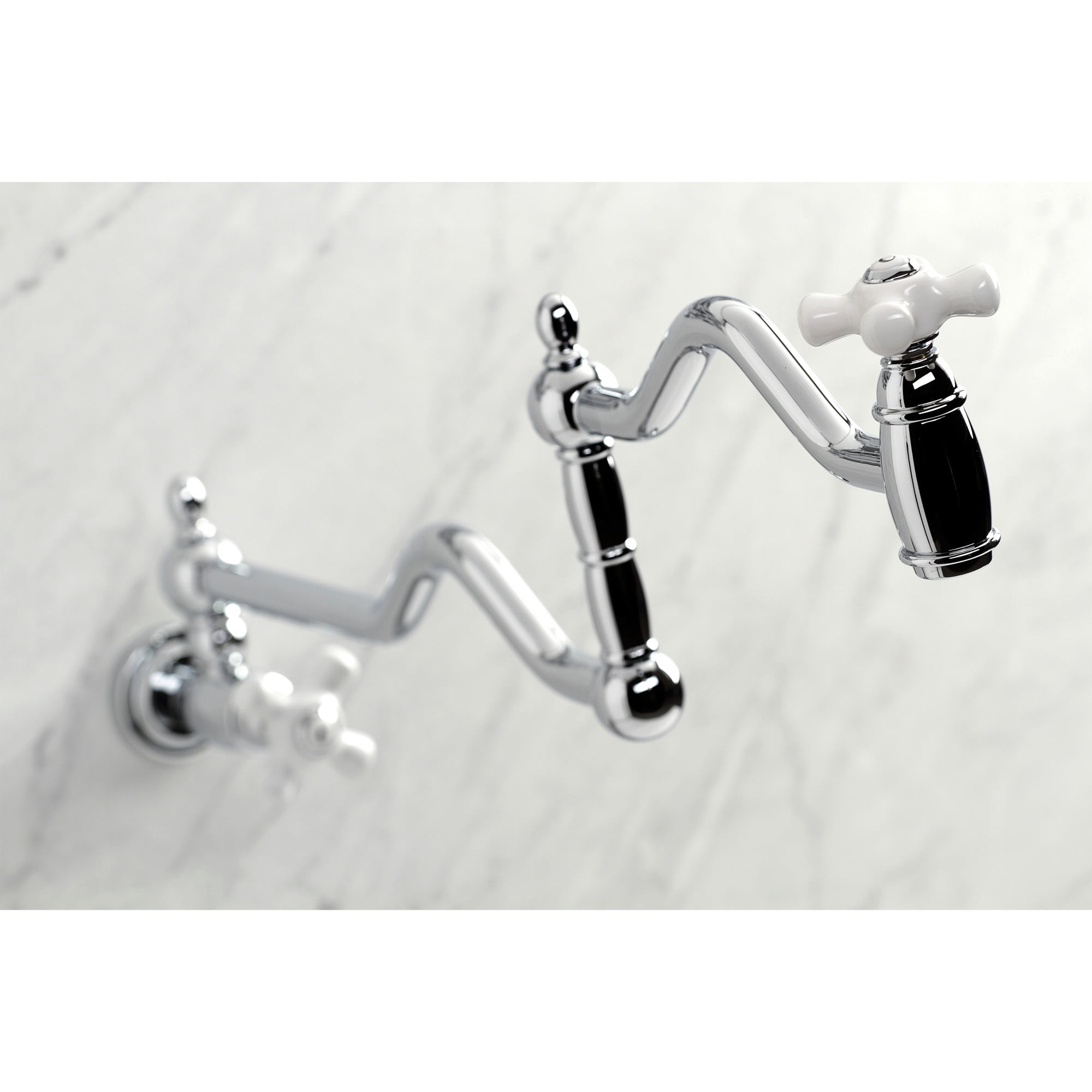 Kingston Brass KS2101PX Heritage Two-Handle 1-Hole Wall Mount Pot Filler Faucet in Polished Chrome