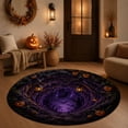 thumbnail image 4 of Halloween Theme 3D Visual Optical Floor Mat,Jack-O-Lantern&Bat Purple Cave Design Non- Washable Illusion Round Rugs,for Home,Party,Trick or Treat Entry Decor, 4 of 4