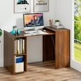 thumbnail image 2 of Costway Bureau d'Ordinateur Extensible Bureau d'Étude Réversible W / Étagères Mobiles Brun, 2 of 10