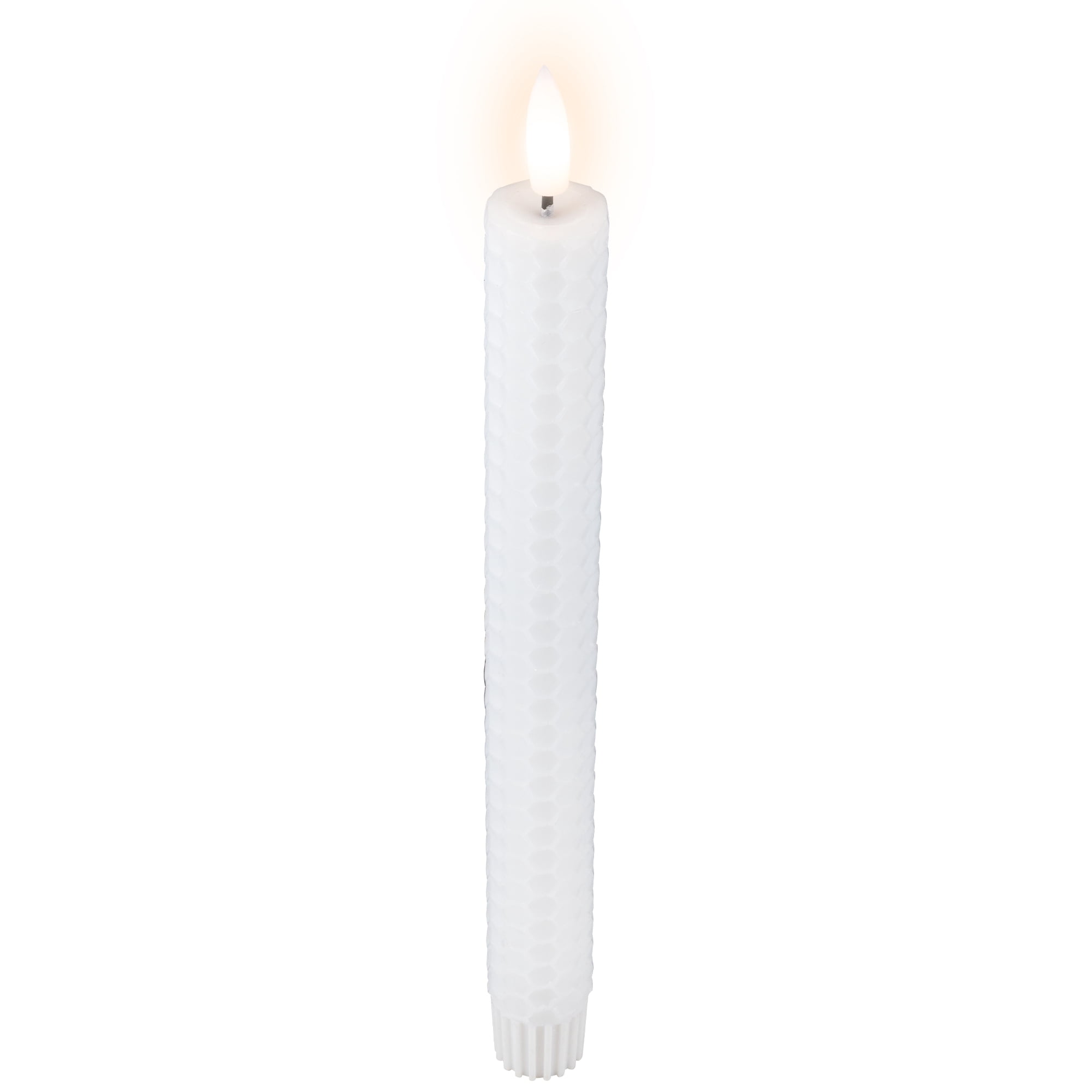 Northlight LED Flickering Flameless Taper Honeycomb Christmas Candles - 9.5" - White - Set of 2