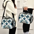 thumbnail image 5 of FORMRS Student Insulated Lunch Bag with Shoulder Strap Reusable Cooler Box for School, Green Geometric Pattern, 5 of 9