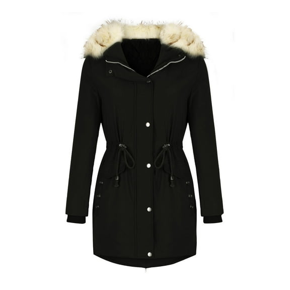 Lilgiuy Women Autunm And Winter Solid Jacket Long Sleeve Draw Back Outwear Zipper Cardigan Hooded Keep Warm Pocket Coat Tops for Wedding