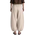 thumbnail image 5 of Womens Baggy Balloon Pants Cotton Linen Barrel Pants High Waisted Wide Leg Pants with Pockets 2XL, 5 of 6