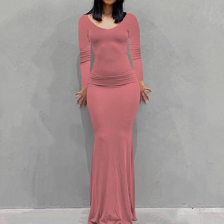 Yuzhih Maxi Dress for Women Sexy Slim Fitted Solid Color Long Sleeve Stretchy Long Dress V Neck Elegant Formal Cocktail Dress Dresses for Women - Walmart.com Yuzhih Maxi Dress for Women Sexy Slim Fitted Solid Color Long Sleeve Stretchy Long Dress V Neck Elegant Formal Cocktail Dress Dresses for Women - Walmart.com
