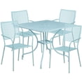 thumbnail image 1 of Bowery Hill 5 Piece 36" Square Steel Flower Print Patio Dining Set in Blue, 1 of 4