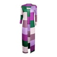 thumbnail image 4 of Henpk Summer Dresses for Women Striped T Shirt Dress Casual Midi Dress Short Sleeve Sundress with Pockets Fashion Winter Sexy Stripe Solid Color Matching Dress Long Coat Sets Purple L, 4 of 5