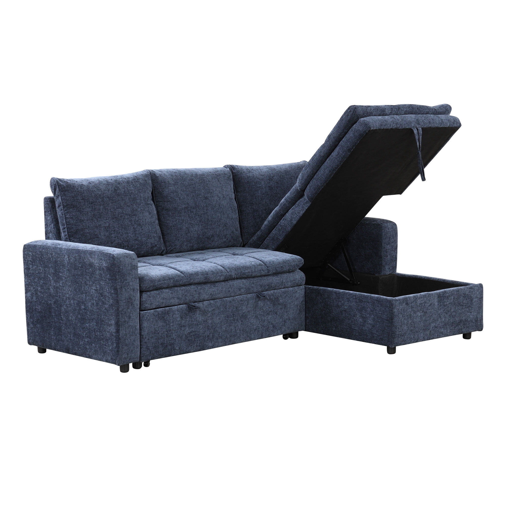 Euroco Soft Upholstered Sectional Sofa Bed with Storage Space, Suitable for Living Rooms and Apartments