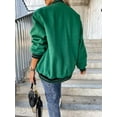 thumbnail image 3 of Women's Fall/winter Pockets Contrast Baseball Uniforms Fashion Tweed Coats Loose Casual Tops, 3 of 3